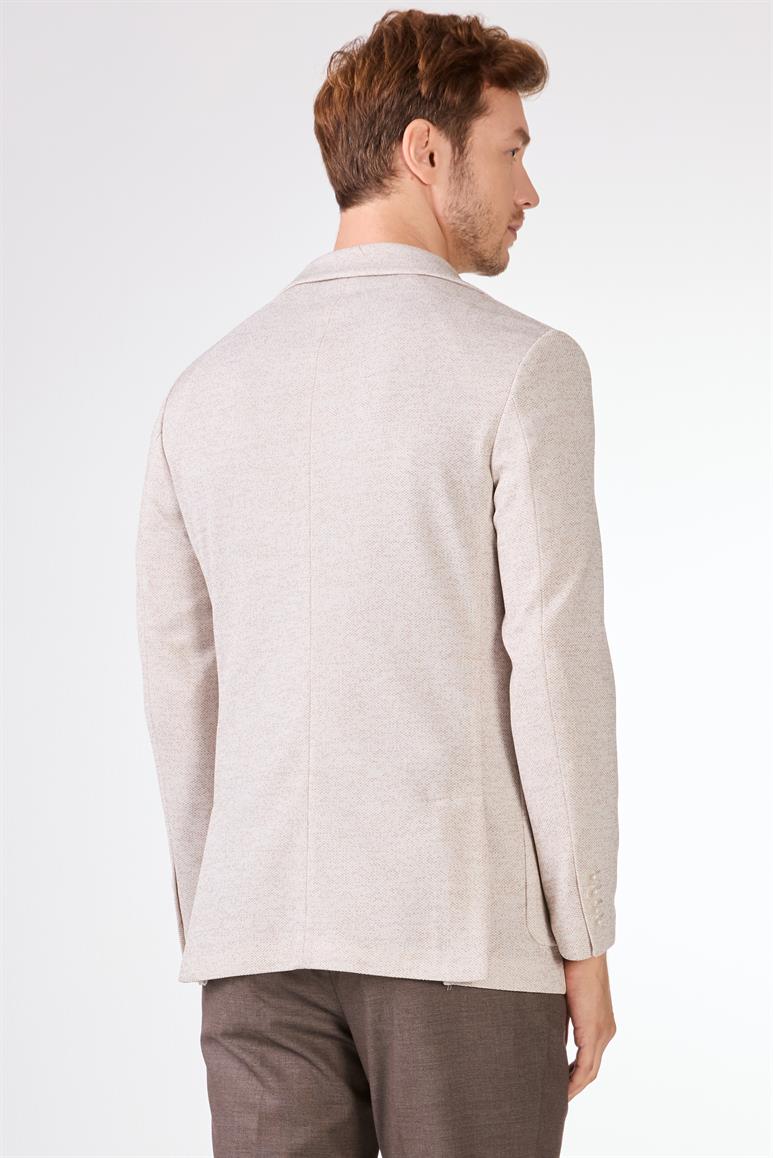 Bej Erkek Slim Fit Armürlü Mono Yaka Ceket - 104435