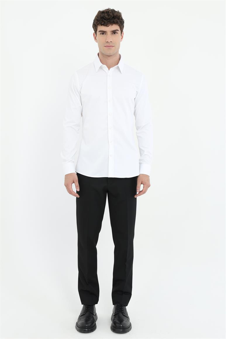 Beyaz Klasik Yaka Slim Fit Gömlek 