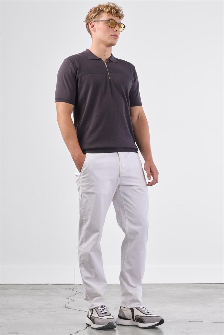 Beyaz Yan Cep Düz Regular Fit Erkek Pantolon