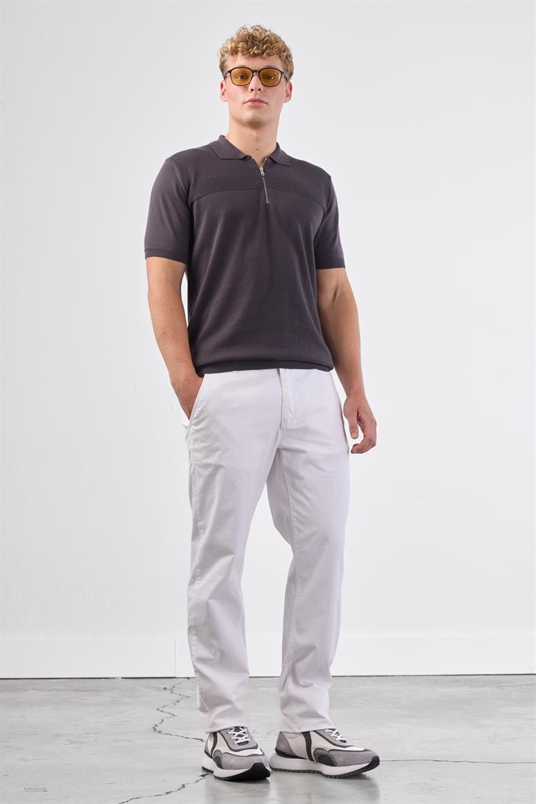 Beyaz Yan Cep Düz Regular Fit Erkek Pantolon