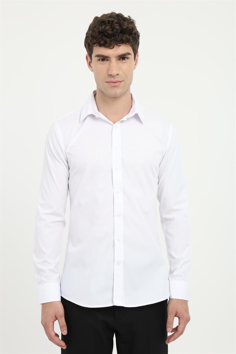 Beyaz Klasik Yaka Slim Fit Gömlek 