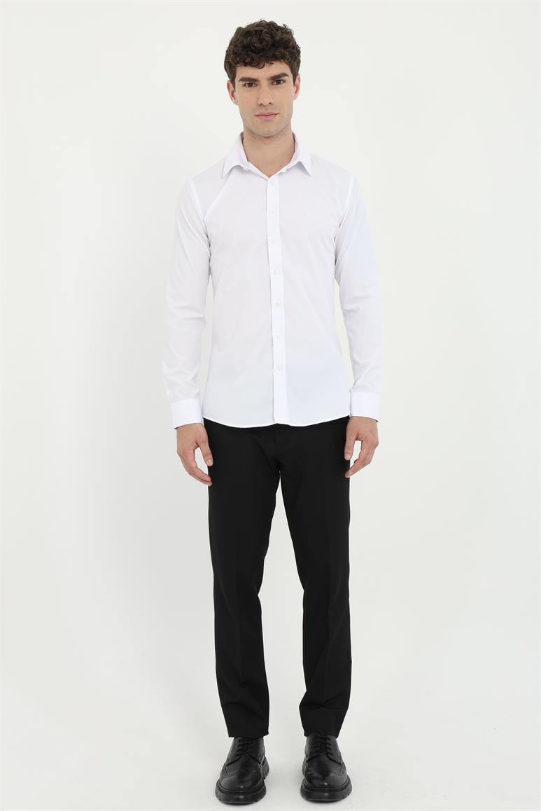 Beyaz Klasik Yaka Slim Fit Gömlek 