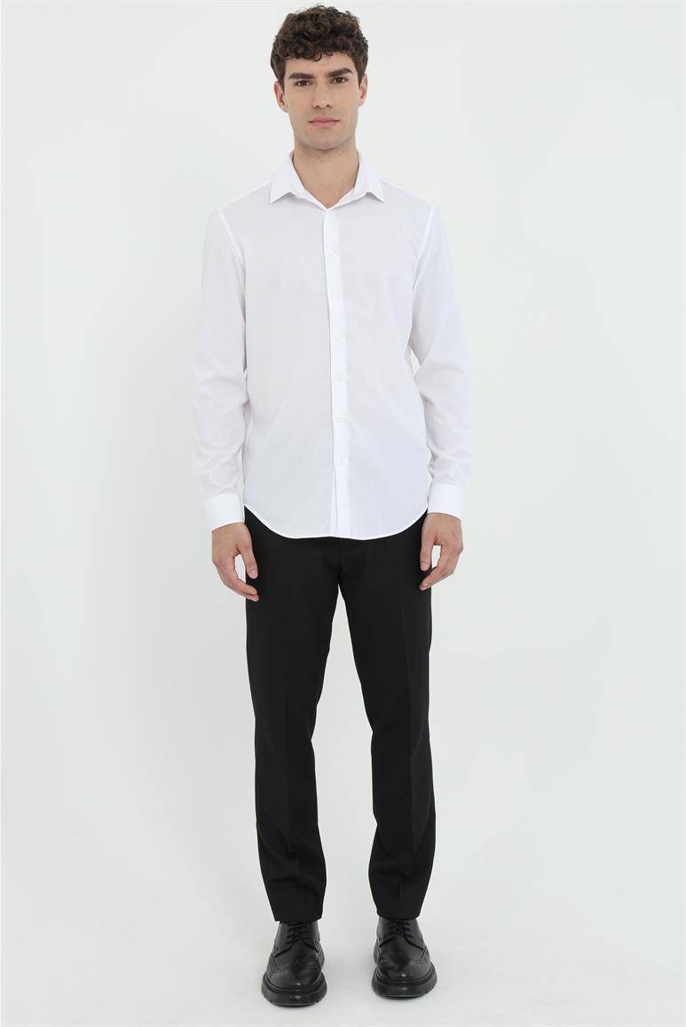 Beyaz Klasik Yaka Slim Fit Gömlek 