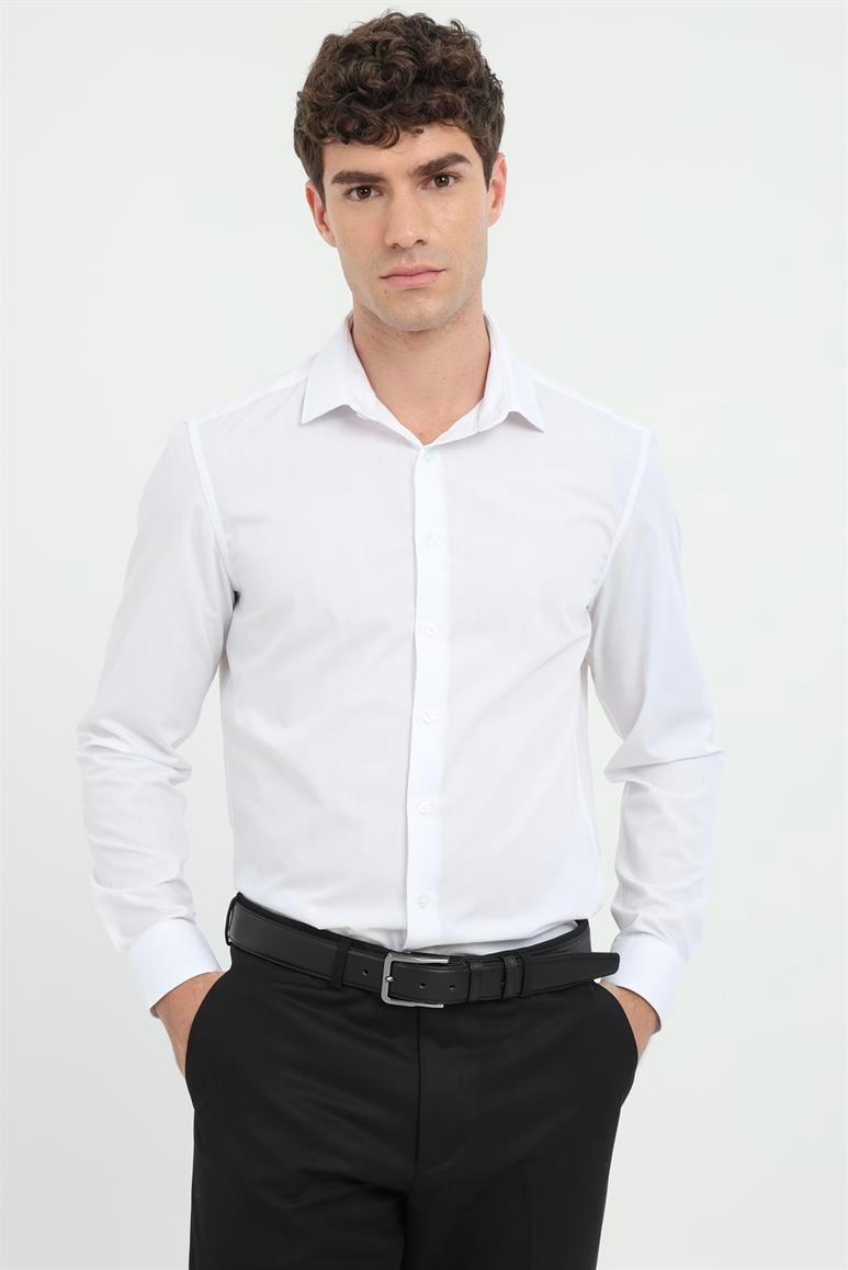Beyaz Klasik Yaka Slim Fit Gömlek 