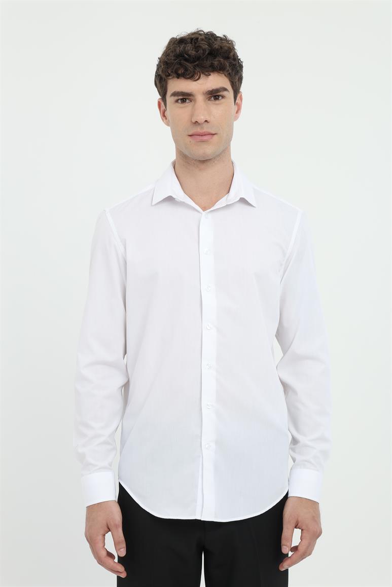 Beyaz Klasik Yaka Slim Fit Gömlek 