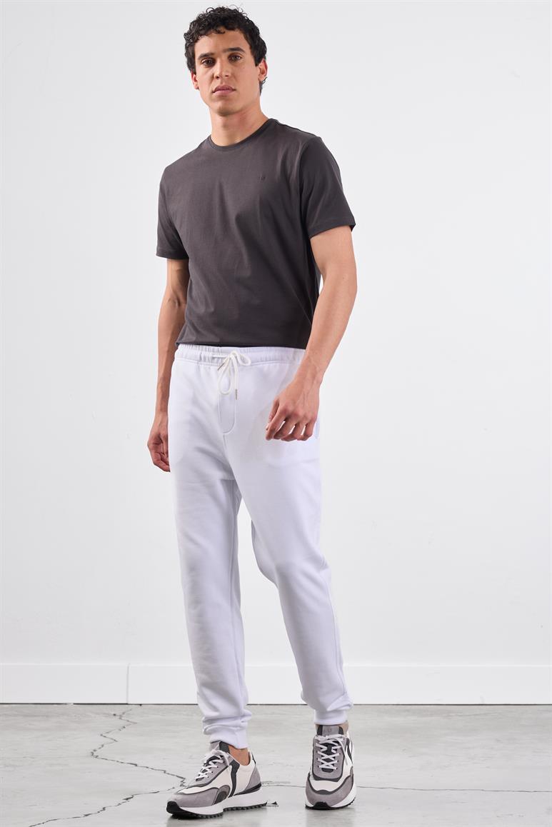 Beyaz Bağcıklı Erkek Regular Fit Eşofman Altı