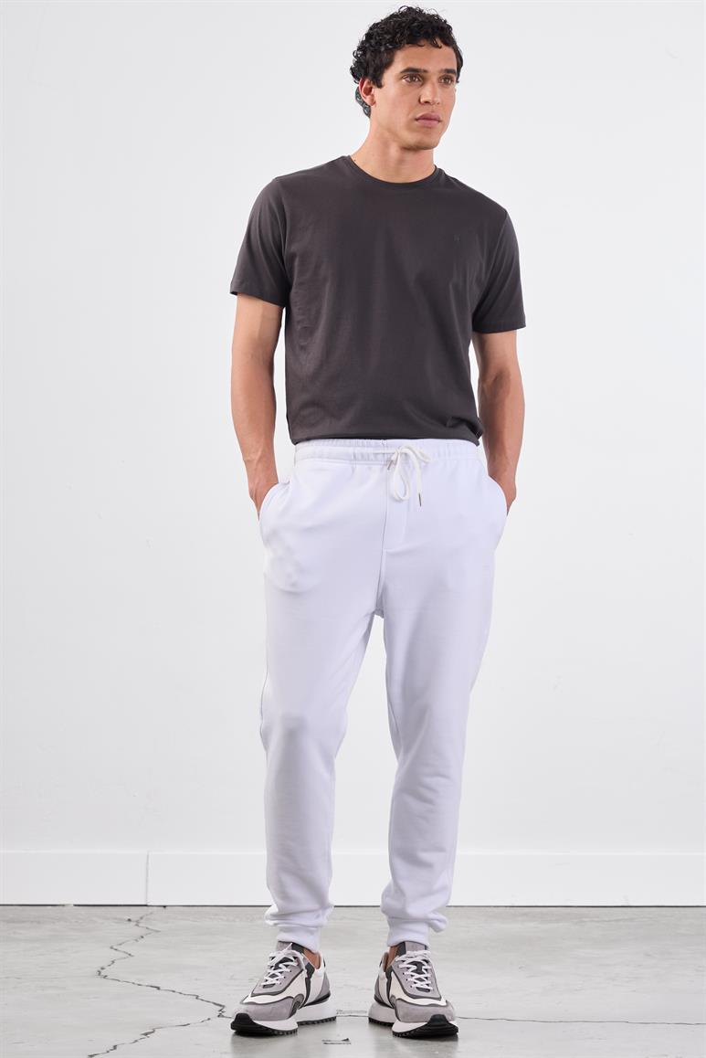 Beyaz Bağcıklı Erkek Regular Fit Eşofman Altı
