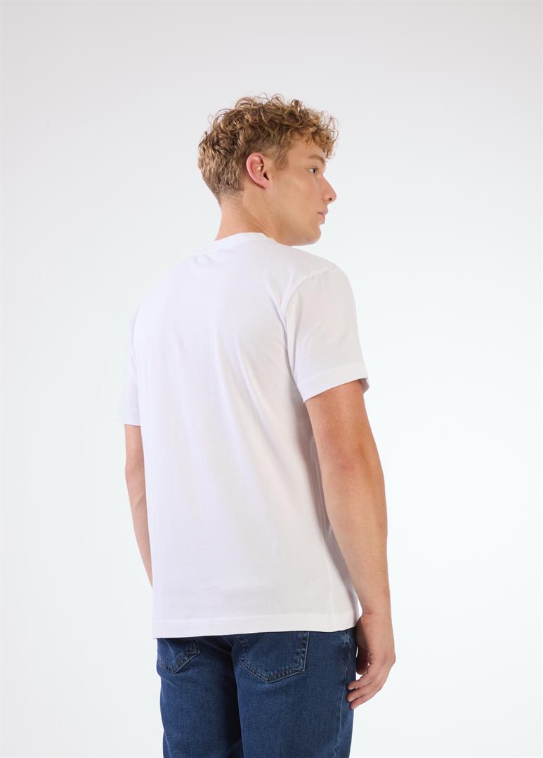 Beyaz Erkek Regular Fit Baskılı Casual O Yaka T-shirt 