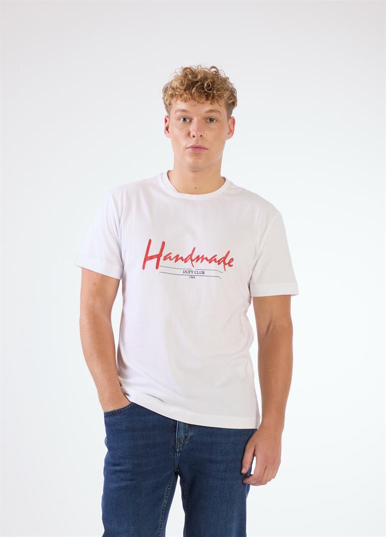 Beyaz Erkek Regular Fit Baskılı Casual O Yaka T-shirt 