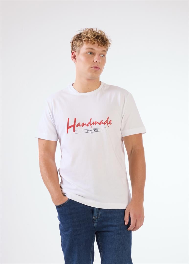 Beyaz Erkek Regular Fit Baskılı Casual O Yaka T-shirt 