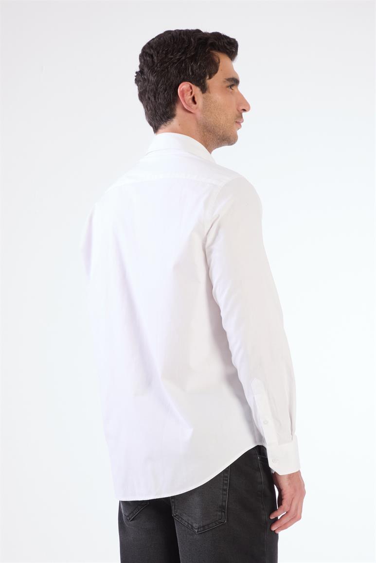 Beyaz Oxford Regular Fit Erkek Gömlek 