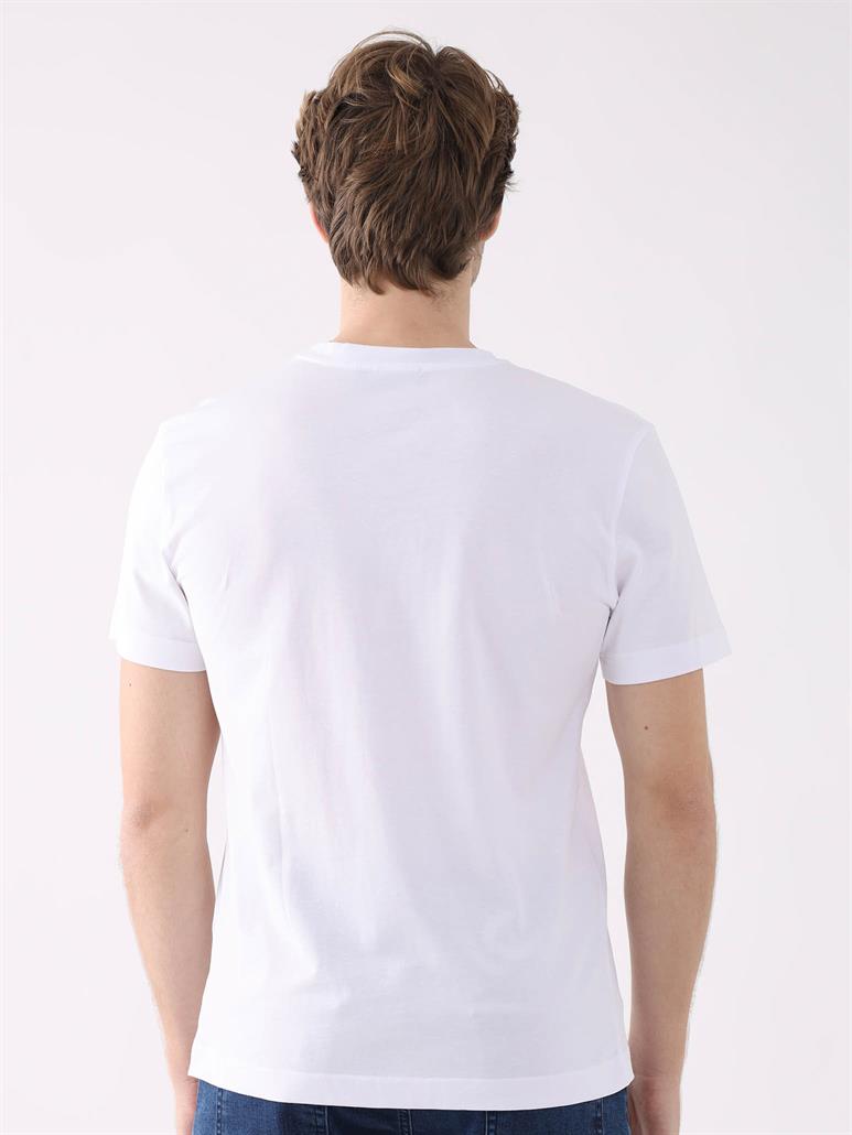 Beyaz Erkek Regular Fit Baskılı Casual O Yaka T-shirt 