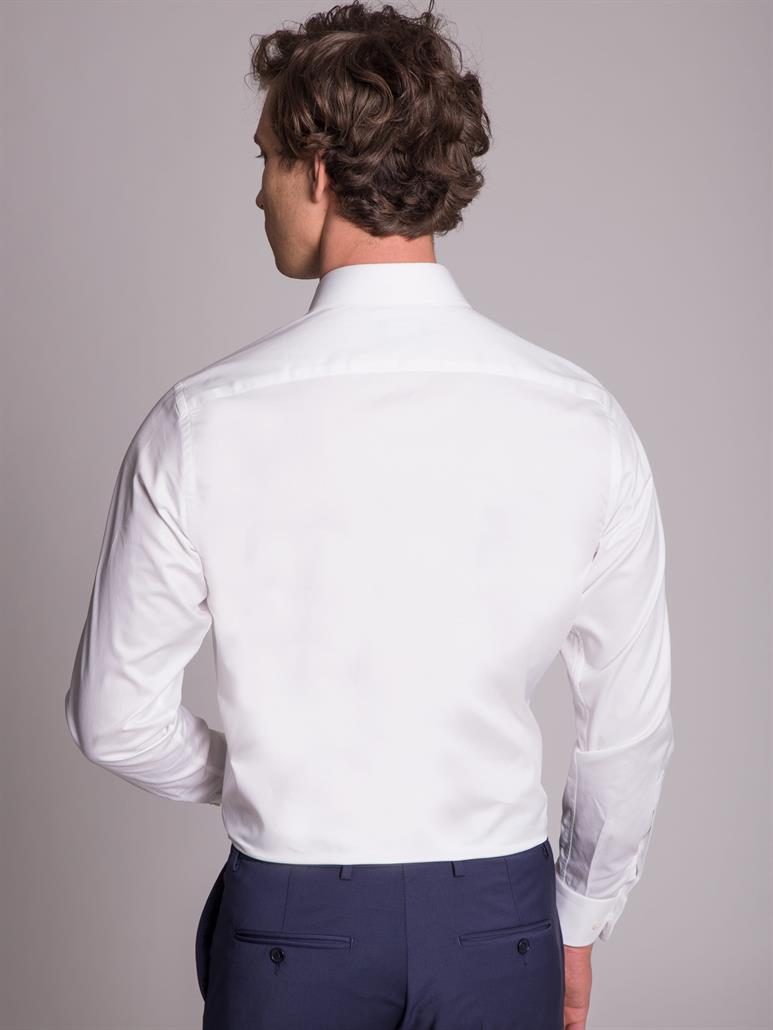 Beyaz Erkek Regular Fit Düz Brent Yaka Uzun Kol Gömlek 