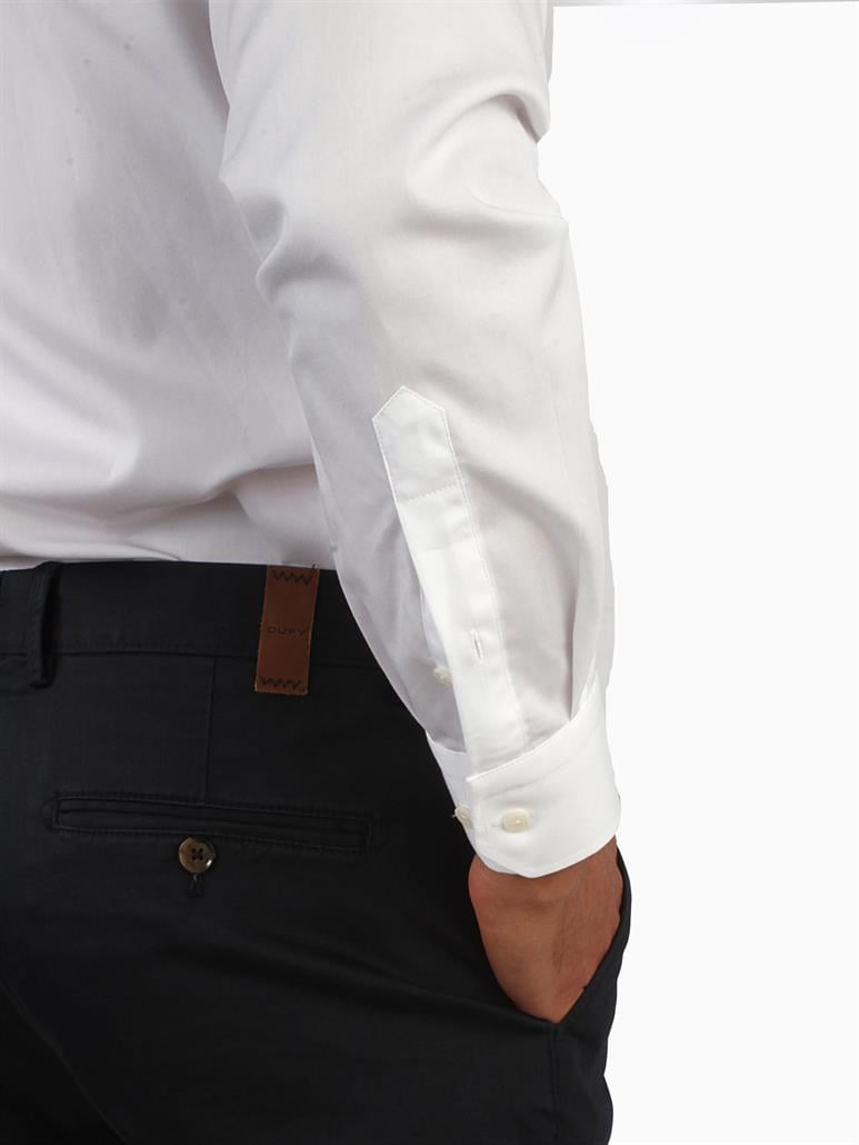 Beyaz Erkek Slim Fit Düz Brent Yaka Uzun Kol Gömlek 
