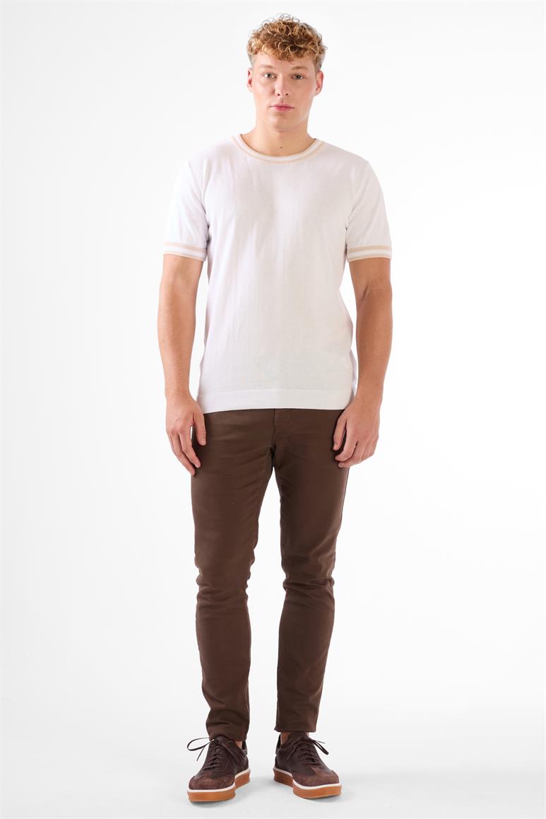  Beyaz Erkek Slim Fit Düz O Yaka Triko 