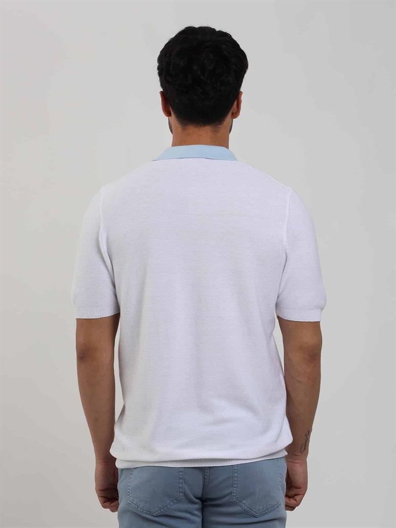 Dufy Beyaz Erkek Slim Fit Düz Polo Yaka Triko - 104576