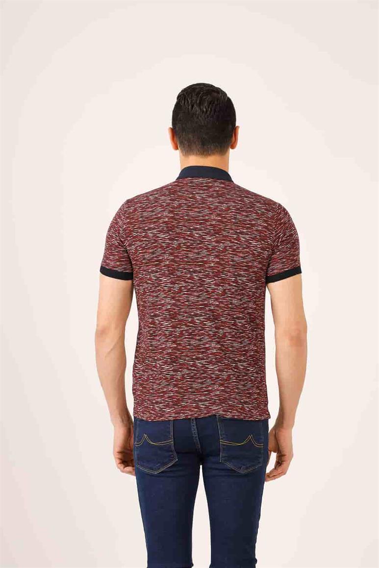 Bordo Erkek Regular Fit Desenli Polo Yaka T-shirt - 70026