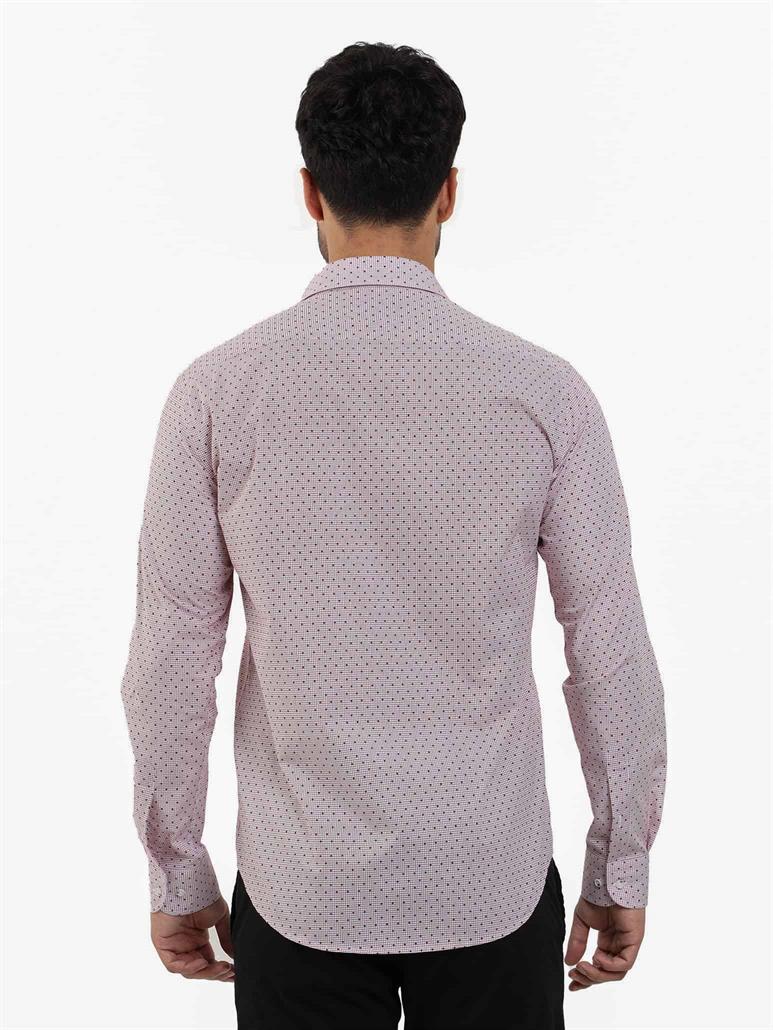 Bordo Erkek Slim Fit Pitikare Desenli Brent Yaka Uzun Kol Gömlek 