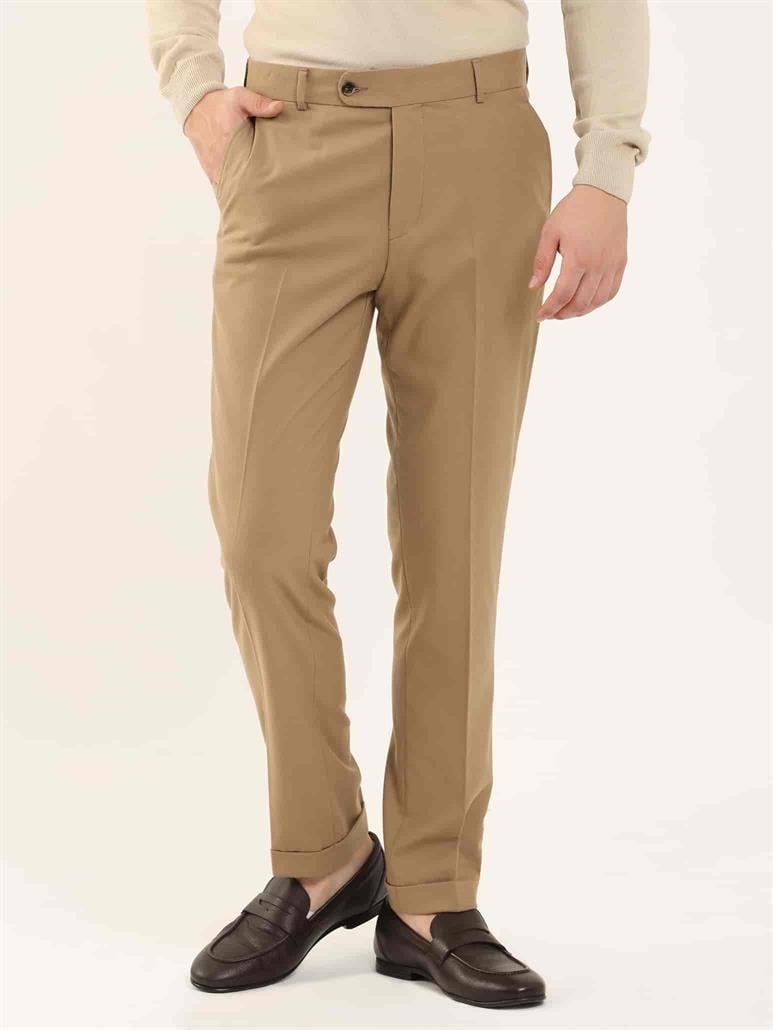 Camel Erkek Regular Fit Düz Klasik Pantolon 