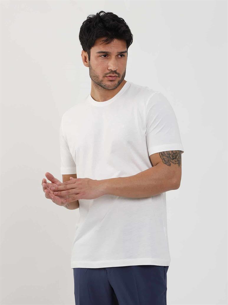 Ekru Erkek Slim Fit Düz O Yaka T