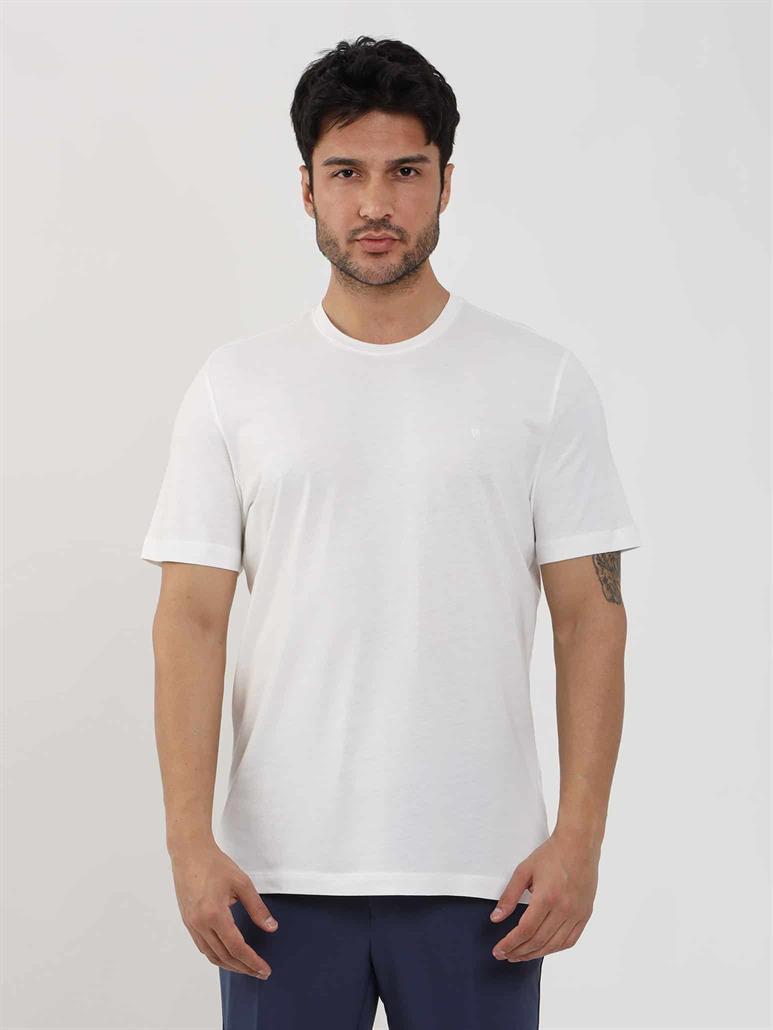 Ekru Erkek Slim Fit Düz O Yaka T