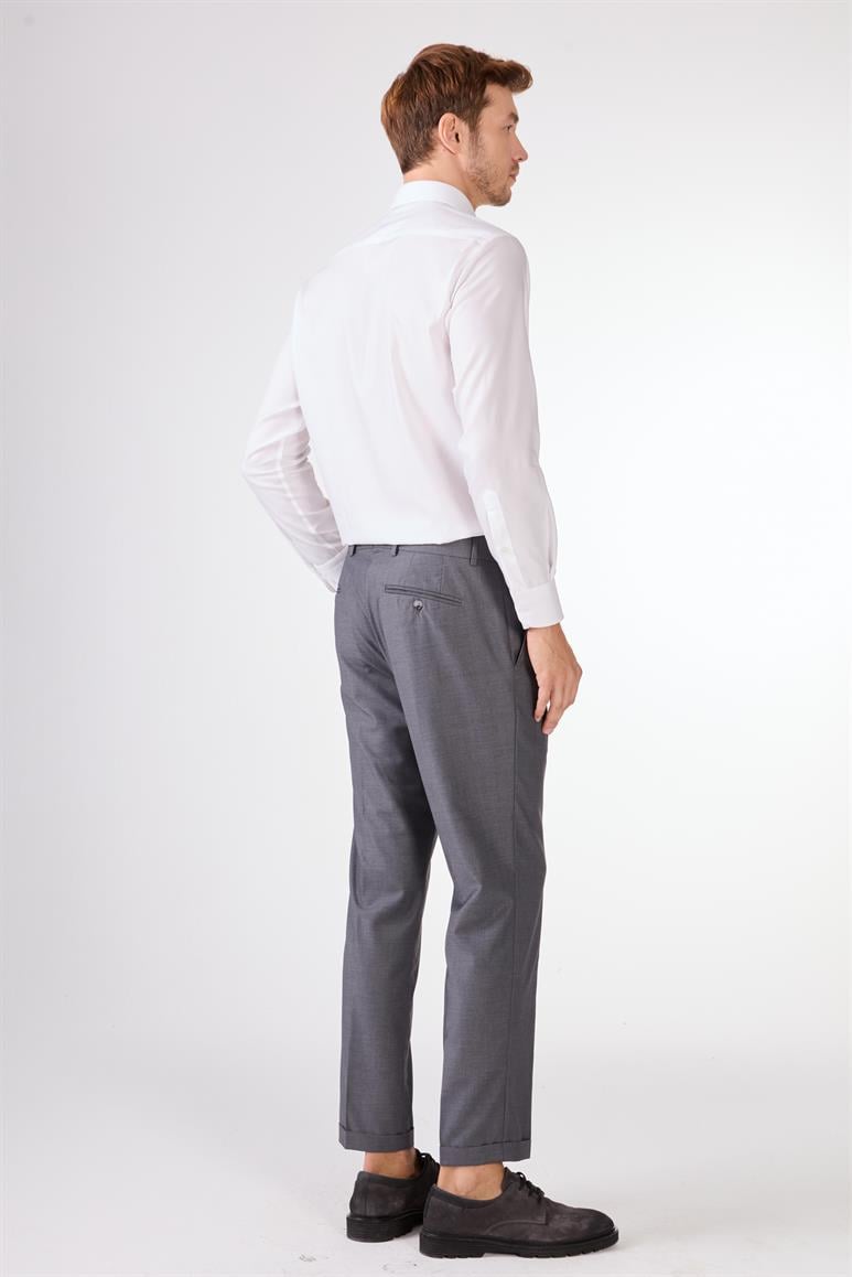 Dufy Gri Erkek Düz Mono Yaka Takım Elbise 