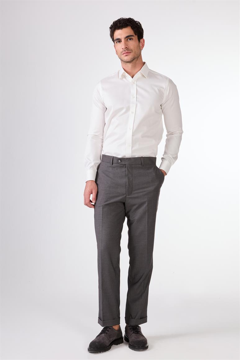 Dufy Gri Erkek Düz Mono Yaka Takım Elbise 