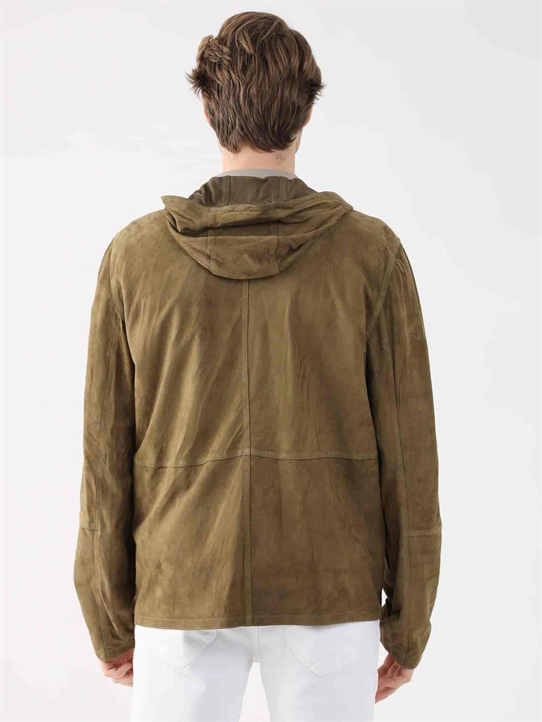 Haki Erkek Regular Fit Düz Kapüşonlu Mont 