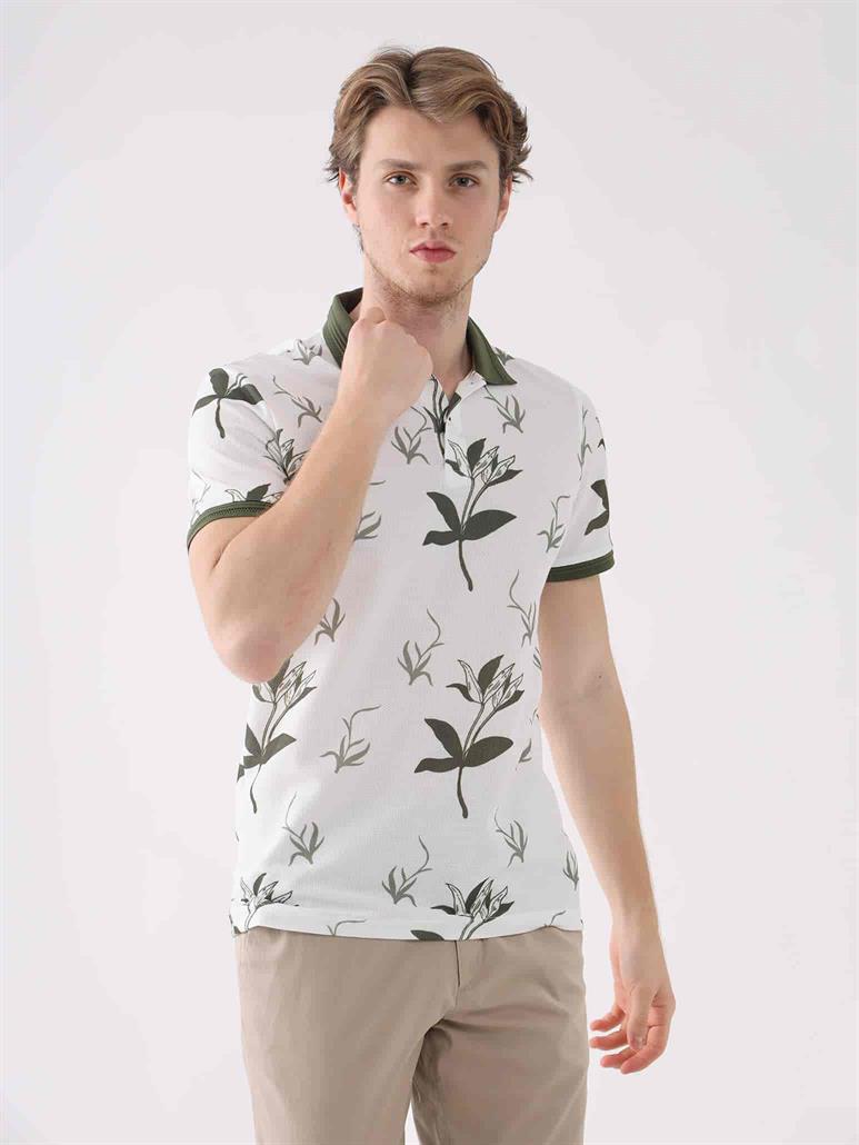 Haki Erkek Slim Fit Düz Polo Yaka T-Shirt 