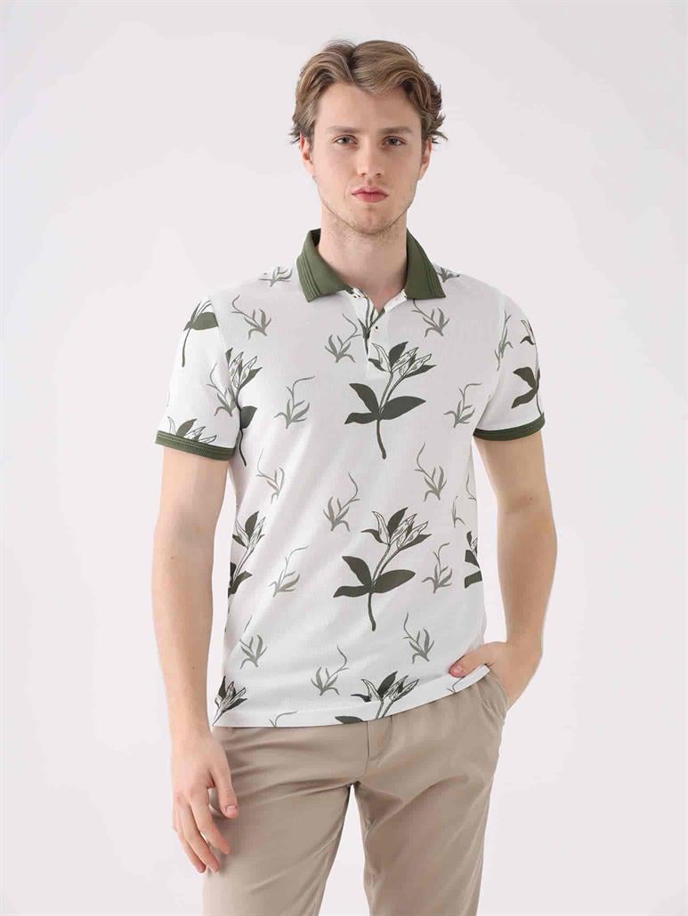 Haki Erkek Slim Fit Düz Polo Yaka T-Shirt 