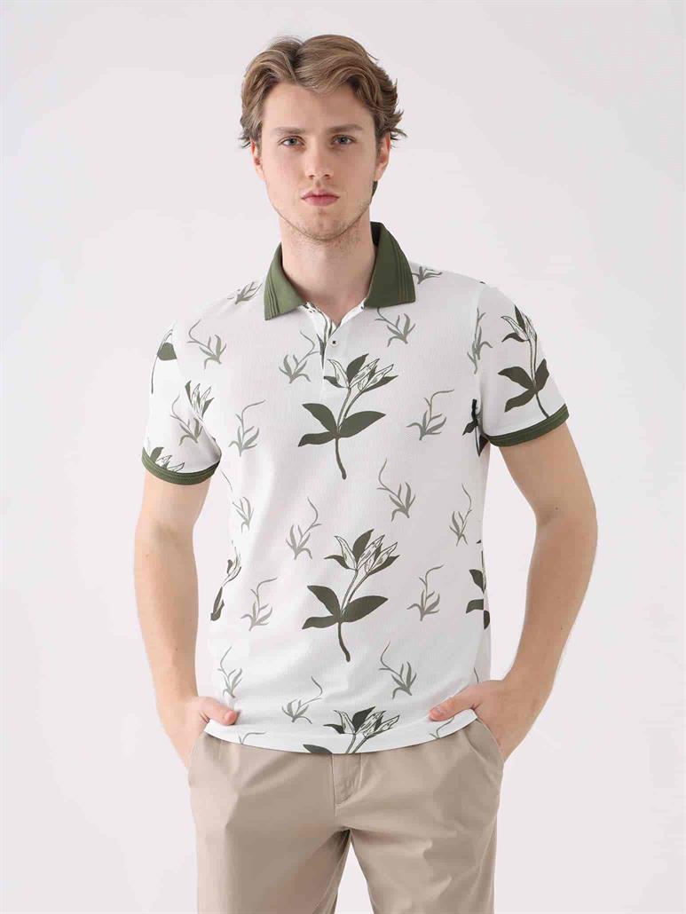 Haki Erkek Slim Fit Düz Polo Yaka T-Shirt 