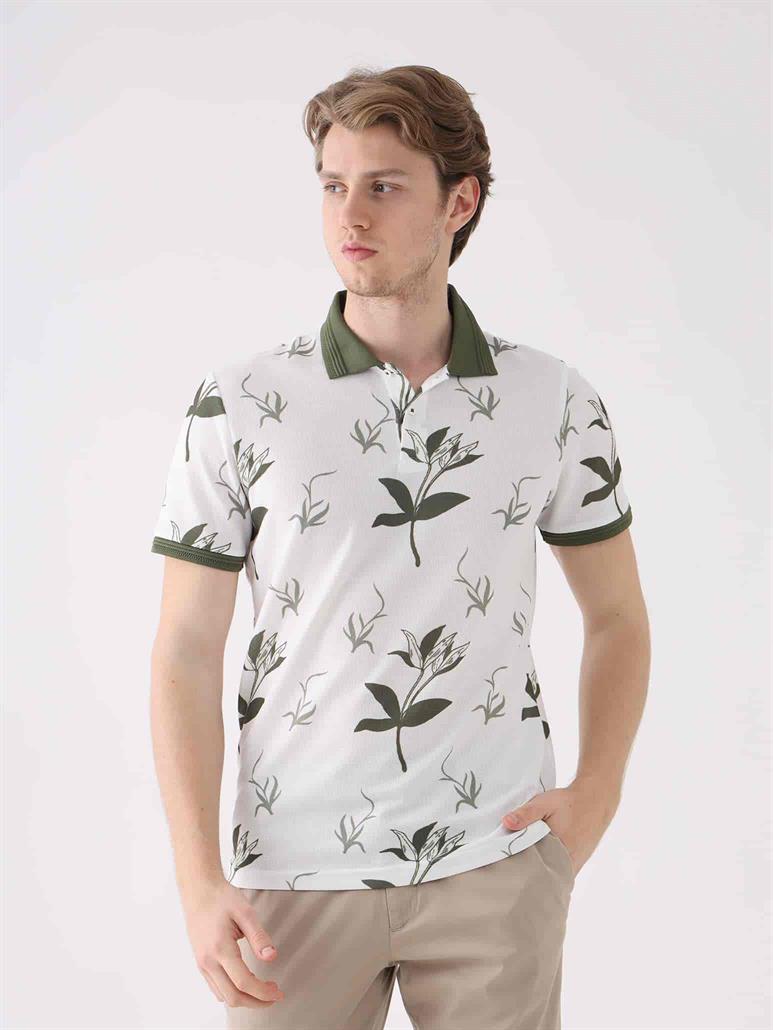 Haki Erkek Slim Fit Düz Polo Yaka T-Shirt 