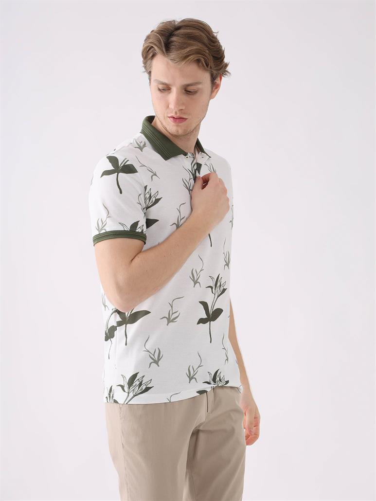 Haki Erkek Slim Fit Düz Polo Yaka T-Shirt 