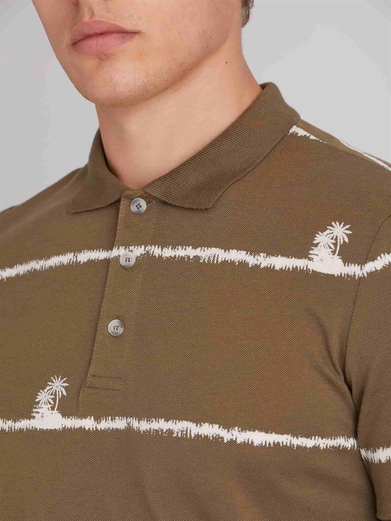 Haki Erkek Slim Fit Safari Desenli  Bisiklet Yaka T-Shirt - 57634