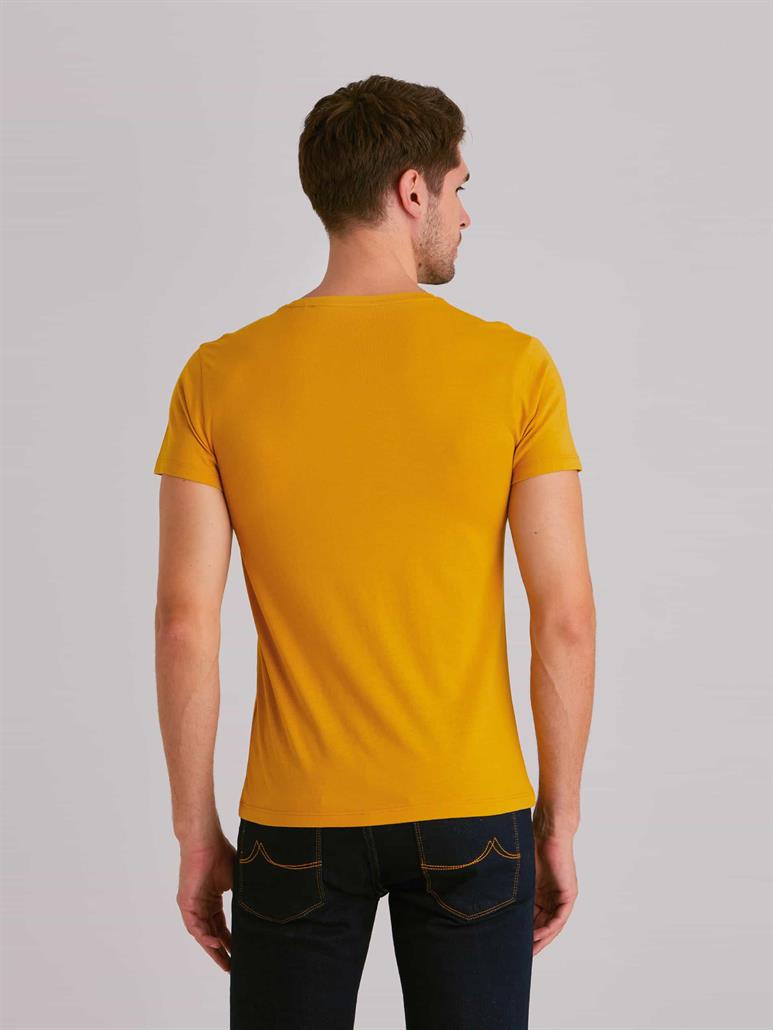 Hardal Erkek Slim Fit   V Yaka T-shirt - 36427