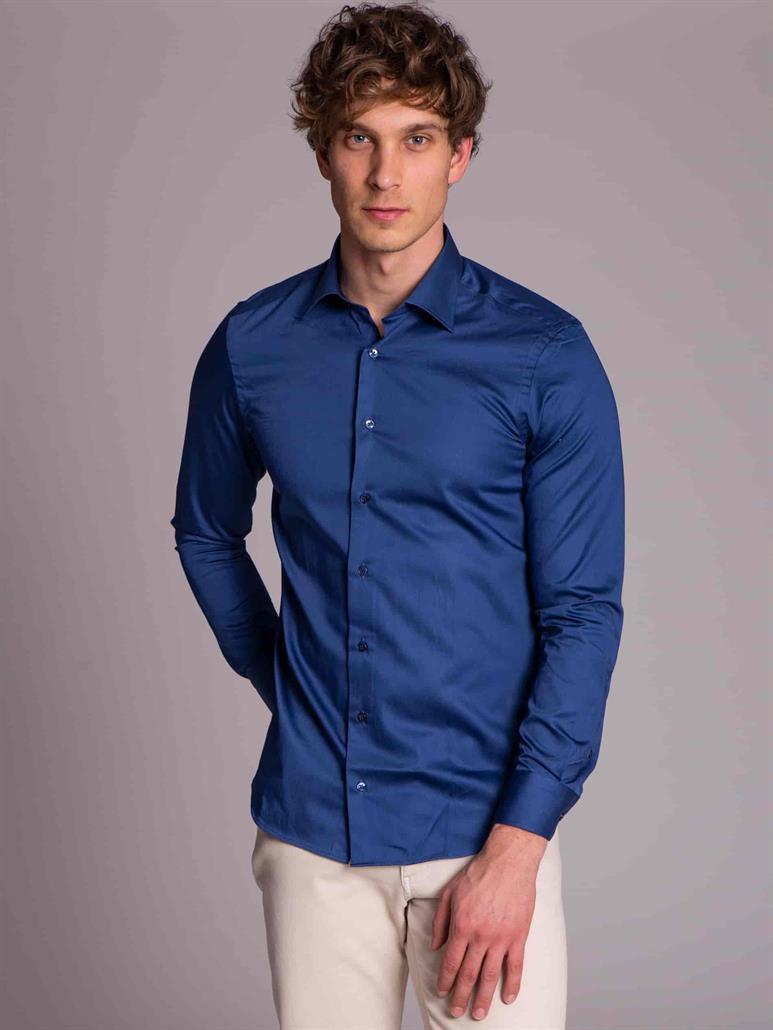 İndigo Erkek Slim Fit Düz Paul Yaka Uzun Kol Gömlek 