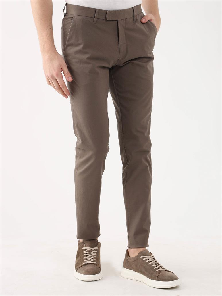 Kahverengi Erkek Büyük Beden Düz Pantolon 
