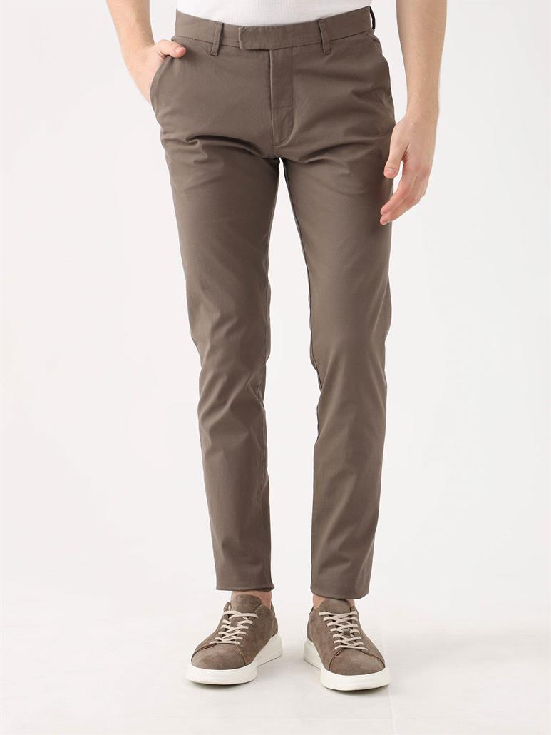 Kahverengi Erkek Büyük Beden Düz Pantolon 