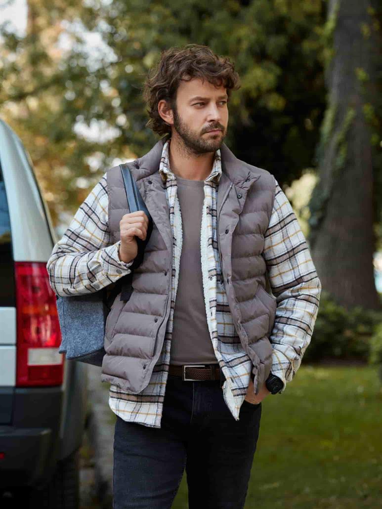 Kahverengi Erkek Regular Fit Ekose Desenli Brent Yaka Uzun Kol Oduncu Gömlek 