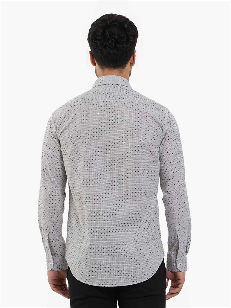 Kahverengi Erkek Slim Fit Pitikare Desenli Brent Yaka Uzun Kol Gömlek 