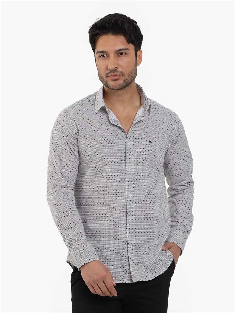 Kahverengi Erkek Slim Fit Pitikare Desenli Brent Yaka Uzun Kol Gömlek 