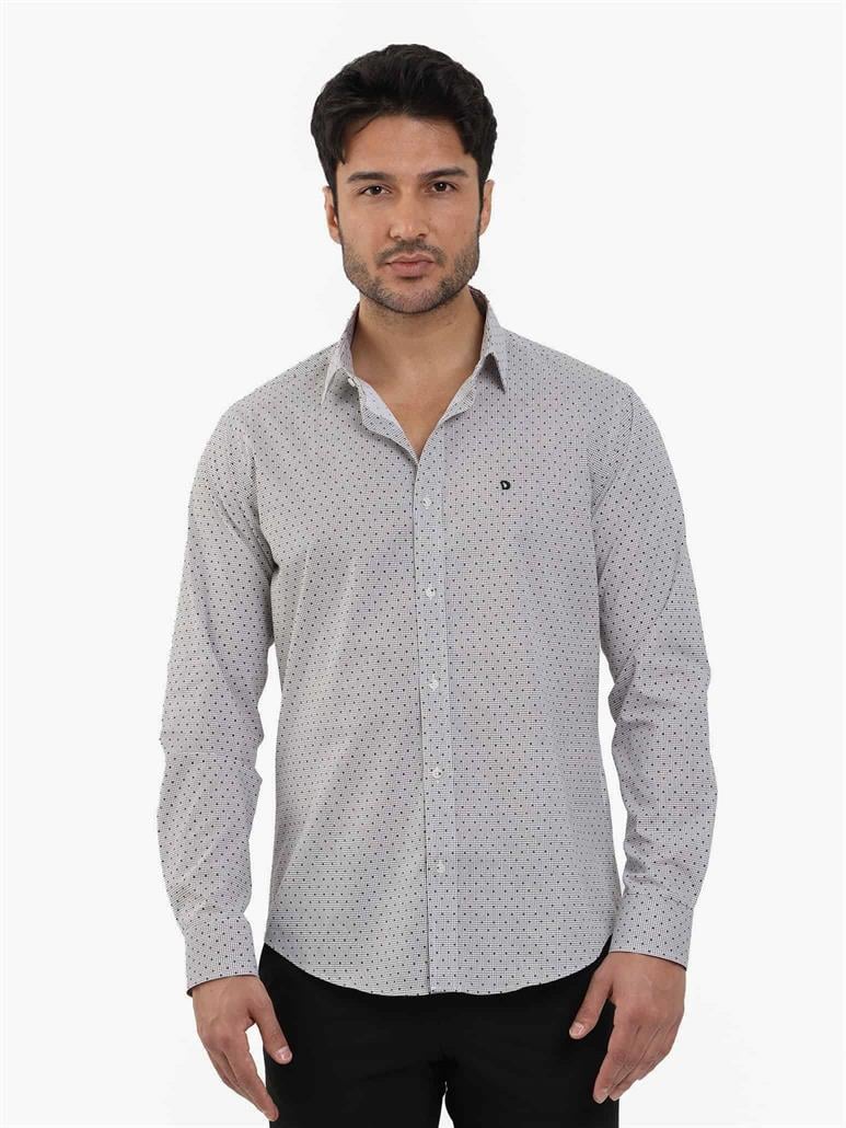 Kahverengi Erkek Slim Fit Pitikare Desenli Brent Yaka Uzun Kol Gömlek 