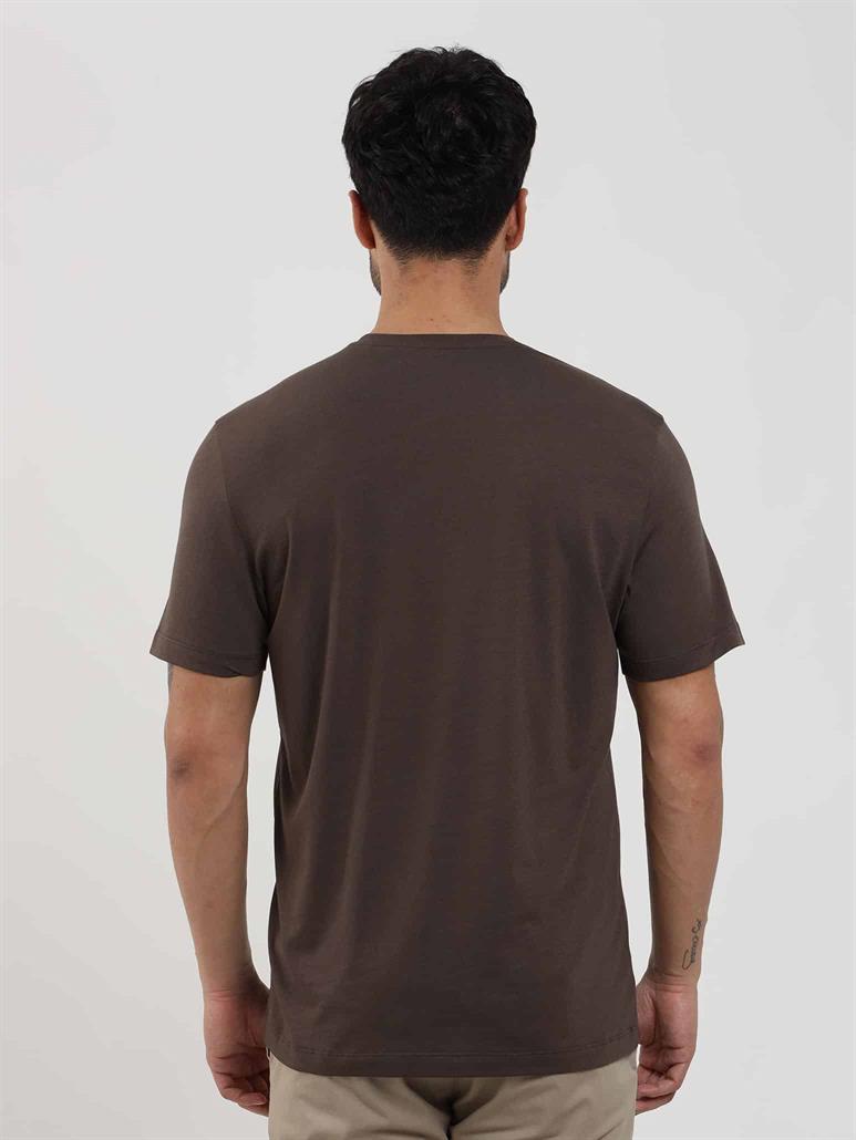 Kahverengi Erkek Slim Fit Düz O Yaka T-shirt - 105664