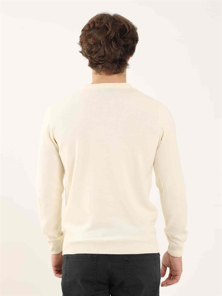 Kemik Erkek Slim Fit Düz Klasik O Yaka Triko 