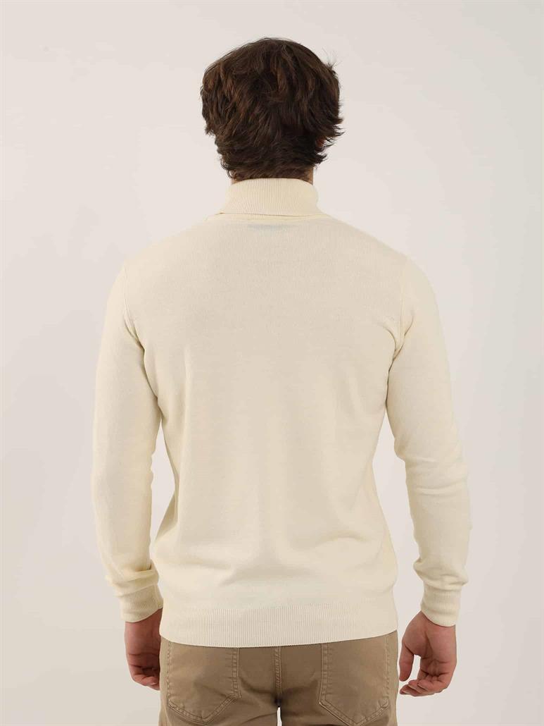 Kemik Erkek Slim Fit Düz Klasik Tam Balıkçı Yaka Triko 