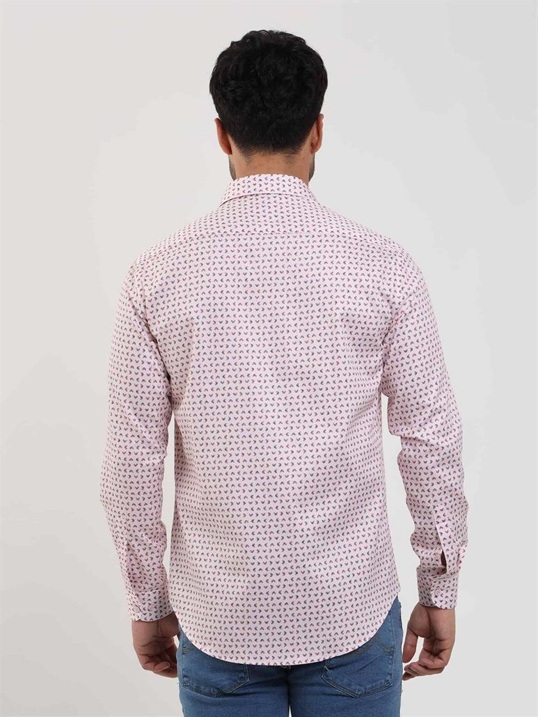 Kırmızı Erkek Slim Fit Kareli Brent Yaka Uzun Kol Gömlek 