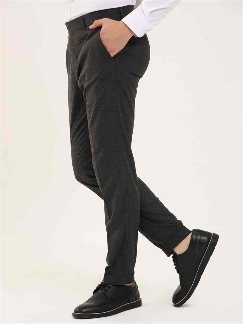 Koyu Gri Erkek Regular Fit Düz Klasik Pantolon 