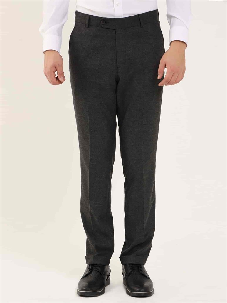 Koyu Gri Erkek Regular Fit Düz Klasik Pantolon 