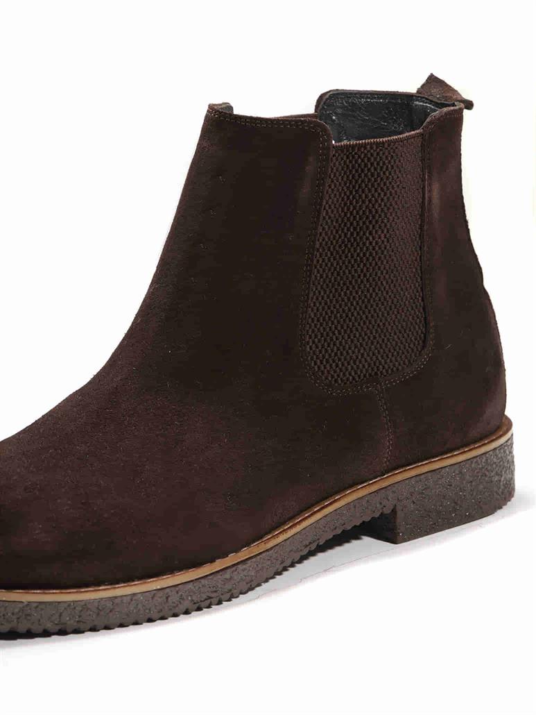 Koyu Kahverengi Erkek Süet Düz Bot 