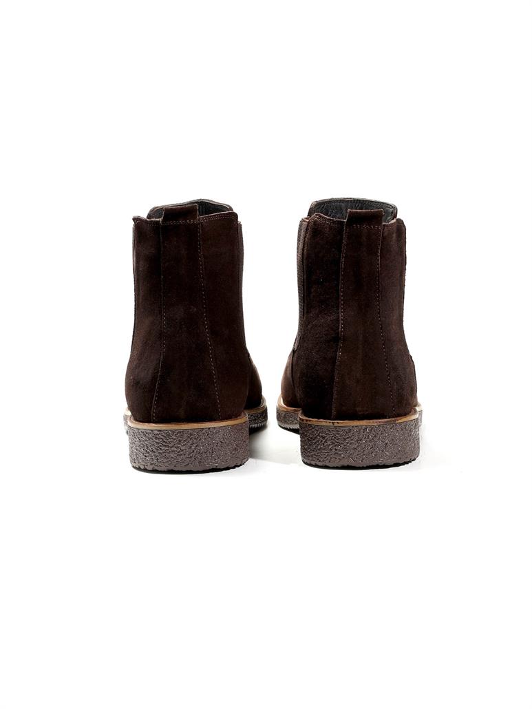 Koyu Kahverengi Erkek Süet Düz Bot 